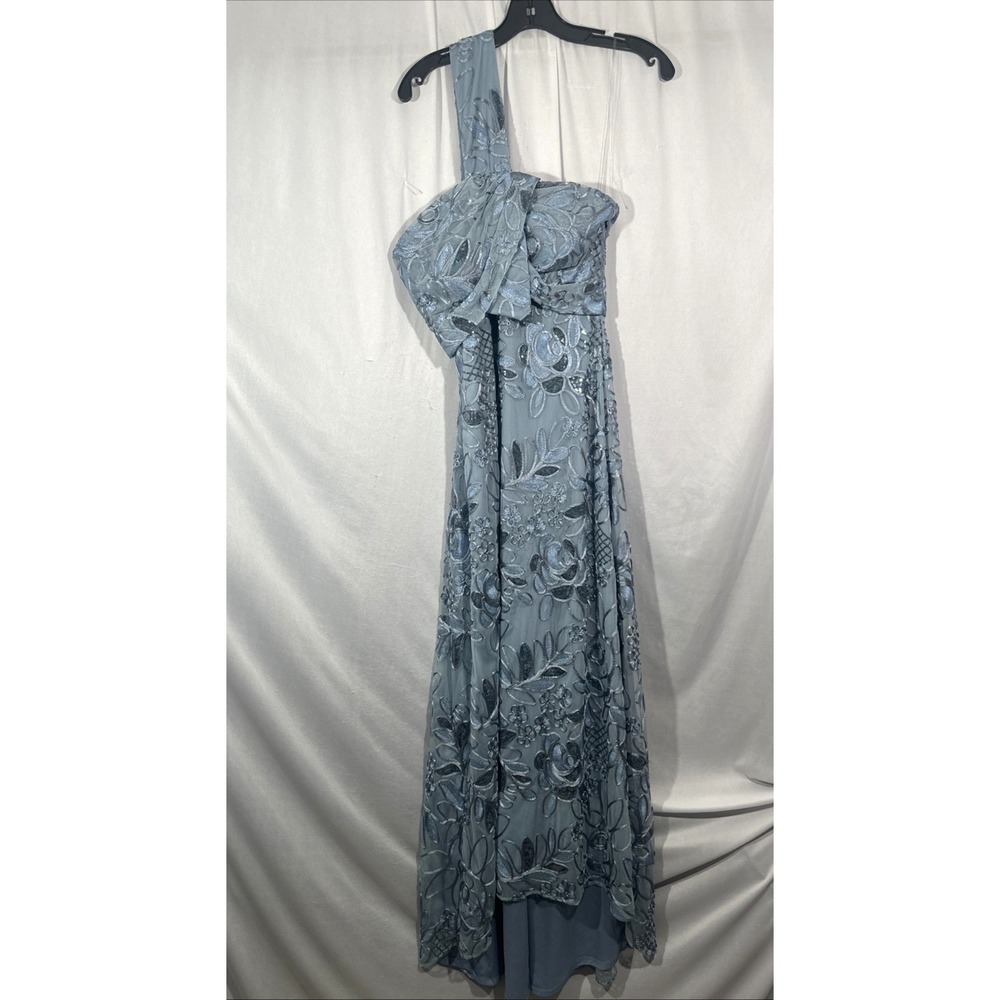 NEW JS Collections [‎ NO SIZE ] One Shoulder Lace Embroidered Gown in Blue J1886